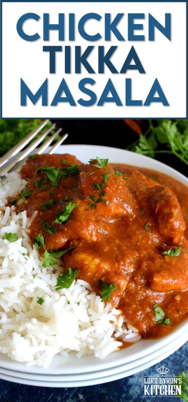 Tender chicken breast pieces, marinated in yogurt and spices, and simmered in a thick, luscious curry sauce. Why go out for Indian food when you can make Chicken Tikka Masala at home? Going out is so last year, anyway! #chicken #tikkamasala #indianchicken #indianathome #marinade #indianfood #indianrecipes
