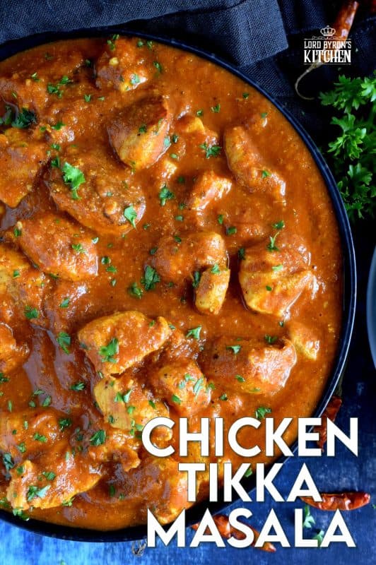 Tender chicken breast pieces, marinated in yogurt and spices, and simmered in a thick, luscious curry sauce. Why go out for Indian food when you can make Chicken Tikka Masala at home? Going out is so last year, anyway! #chicken #tikkamasala #indianchicken #indianathome #marinade #indianfood #indianrecipes