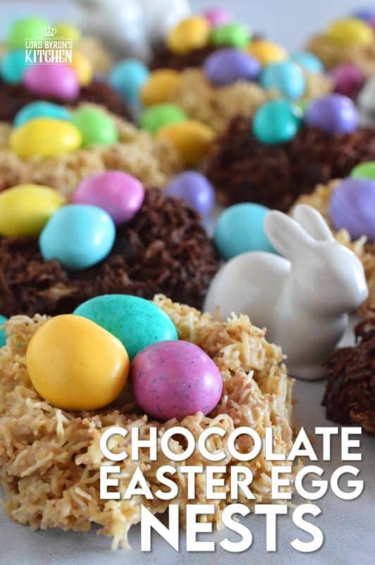 Prepared with healthy shredded wheat, so there's no need to feel guilty about eating the chocolate! Chocolate Easter Egg Nests are a no-bake confection that takes less than 10 minutes of your time, and are totally fun to make and even more fun to eat. #nobake #easter #nests #eggs #M&M #candy #cereal