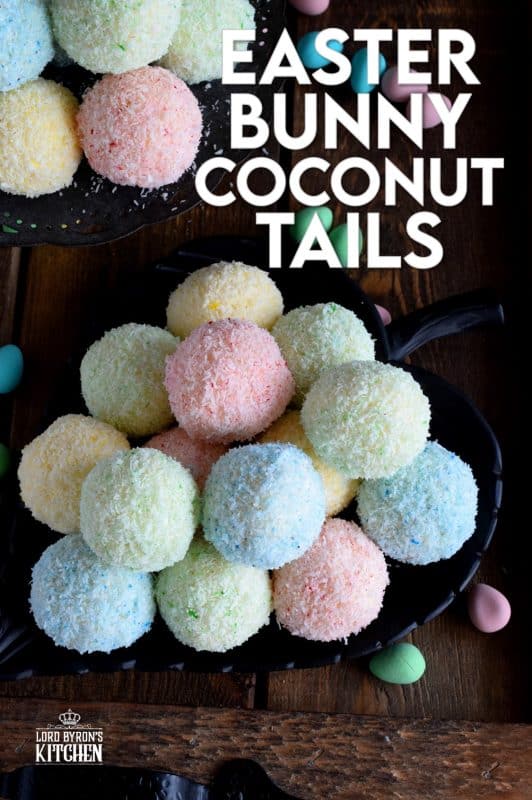 As tasty as they are pretty, Easter Bunny Coconut Tails are a no-bake, easy, kid-friendly recipe! They will love dying the coconut those pastel colours! #easter #bunny #balls #tail #cookies #pastel #nobake