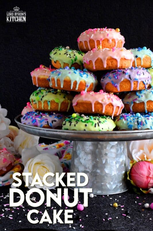 Who doesn't get excited when they see a big pile of donuts? Sure, you could go to your favourite pastry shop, but you can easily make your own donuts at home. This Stacked Donut Cake is proof of that! And, it's perfect for any occasion! #donuts #homemade #stackedcake #donutcake