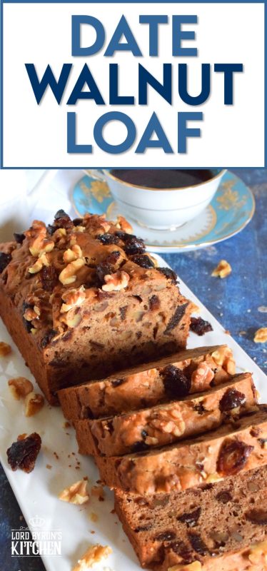 Best served with tea as an afternoon snack, Date Walnut Loaf is very moist with bursts of sweet chopped dates and crunchy walnuts. Makes for a great gift idea, and can be easily frozen for later too! #dates #walnut #loaf #medjool #bread