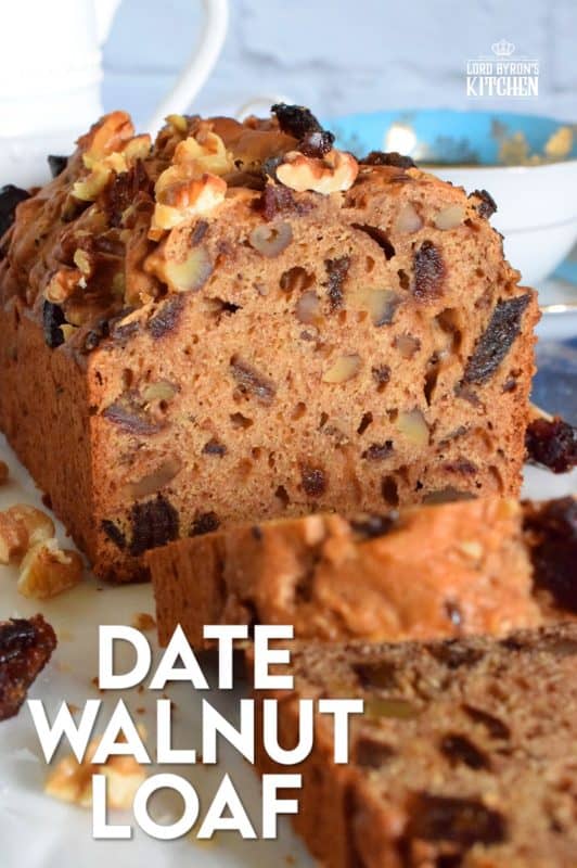 Best served with tea as an afternoon snack, Date Walnut Loaf is very moist with bursts of sweet chopped dates and crunchy walnuts. Makes for a great gift idea, and can be easily frozen for later too! #dates #walnut #loaf #medjool #bread