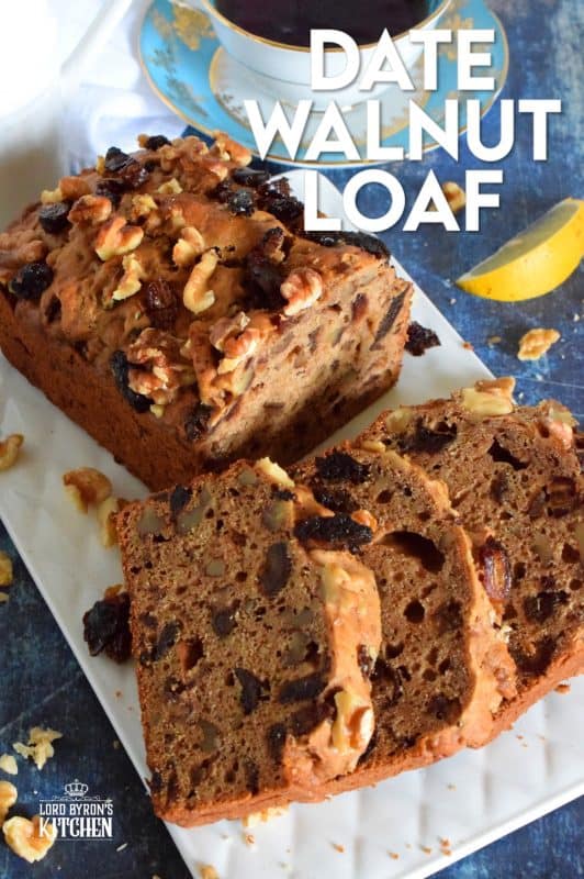 Best served with tea as an afternoon snack, Date Walnut Loaf is very moist with bursts of sweet chopped dates and crunchy walnuts. Makes for a great gift idea, and can be easily frozen for later too! #dates #walnut #loaf #medjool #bread