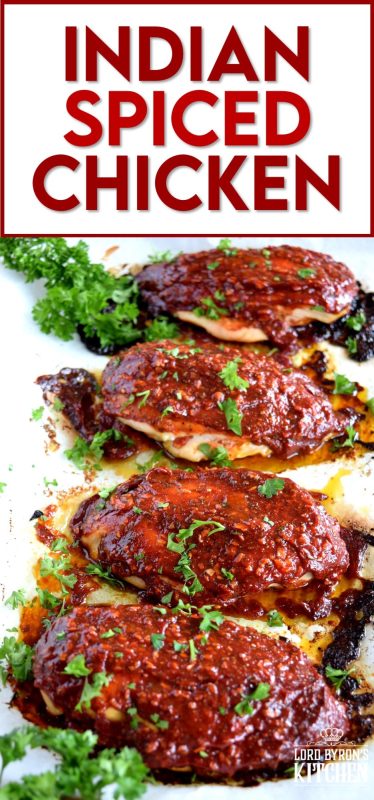 Slightly sweet with a little heat, this easy Indian Spiced Chicken is sure to please the pickiest member of your family. With just a few basic ingredients, you can transform a plain chicken breast into a moist, succulent masterpiece in no time at all! #chicken #weeknight #whatsfordinner #indian #spiced