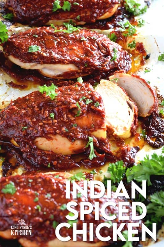 Slightly sweet with a little heat, this easy Indian Spiced Chicken is sure to please the pickiest member of your family. With just a few basic ingredients, you can transform a plain chicken breast into a moist, succulent masterpiece in no time at all! #chicken #weeknight #whatsfordinner #indian #spiced