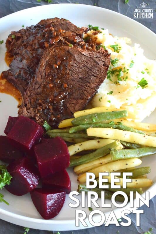 Succulent and moist, and slowly braised with onions and a delicious homemade broth consisting of brewed coffee, Beef Sirloin Tip Roast is delicious and a perfect meal for the entire family! Slow cooking and locking in moisture is the key to a tender, fall-apart roasted beef sirloin dinner! #sirloin #braised #beef #sunday #family #dinner