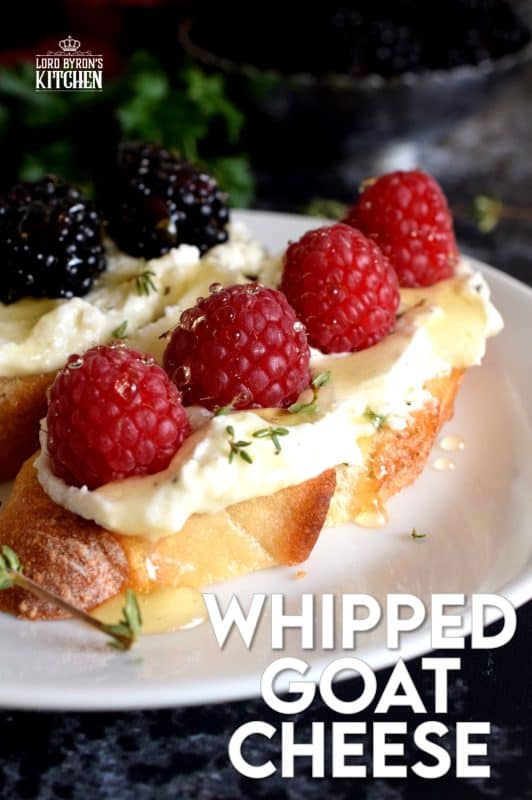 Whipped Goat Cheese is best when served on warm, grilled bread and topped with fresh fruit or sliced veggies. A drizzle of honey makes it just perfect! #cheese #goatcheese #whipped #appetizer #dip