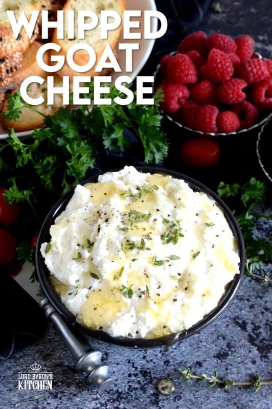 Whipped Goat Cheese is best when served on warm, grilled bread and topped with fresh fruit or sliced veggies. A drizzle of honey makes it just perfect! #cheese #goatcheese #whipped #appetizer #dip