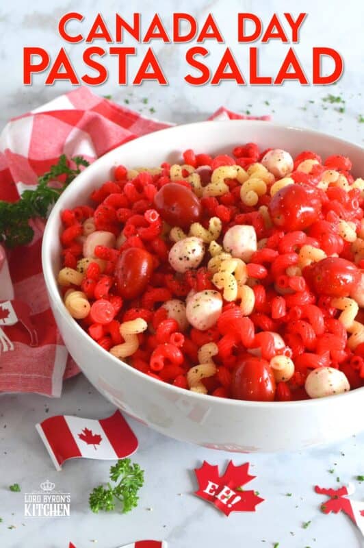 Make your Canada Day celebrations a little more festive with this easy to prepare Canada Day Pasta! It's easy to toss together and takes very little time. If you have kids, get them involved - they will love making red pasta! #canadaday #canada #redandwhite #canadadayfood #canadasbirthday