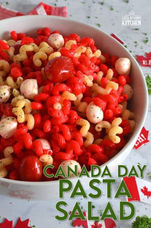 Make your Canada Day celebrations a little more festive with this easy to prepare Canada Day Pasta! It's easy to toss together and takes very little time. If you have kids, get them involved - they will love making red pasta! #canadaday #canada #redandwhite #canadadayfood #canadasbirthday