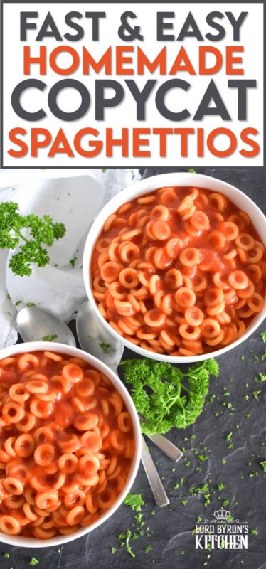 Store-bought, canned, o-shaped pasta in tomato sauce was a favourite meal of every kid in the 80s and 90s. Homemade Copycat Spaghettios allows you to enjoy your favourite childhood pasta without all of the preservatives and additives. The sauce is so quick and easy to make, and this dish comes together in the amount of time it takes to boil the pasta! #homemade #spaghettios #pasta #kids #mom