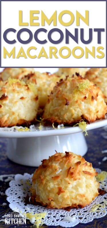 The popular Coconut Macaroon just got a whole lot better - with lemon!  Fresh lemon juice and zest gives this classic dessert a brand new taste and vibe; a perfect afternoon pick-me-up! This easy to make recipe comes together in less than 30 minutes so make them often! #macaroons #coconut #condensedmilk #lemon #zest 