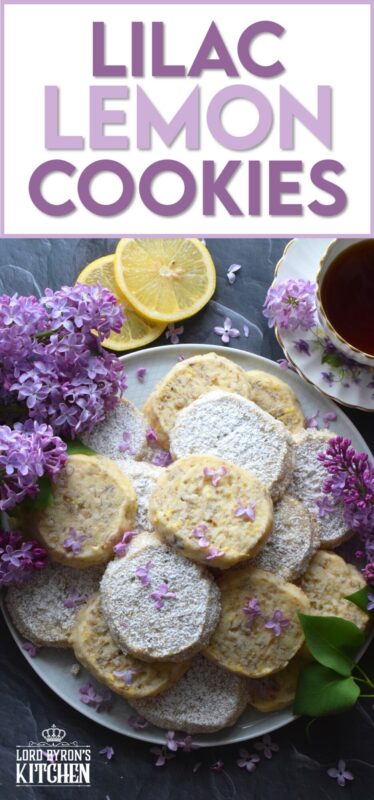 Prepare these cookies in advance and bake them up in a hurry whenever needed. Straight from the fridge to the oven, Lilac Lemon Cookies are delicious and pretty too! As an added bonus, these cookies can be rolled, wrapped, and frozen for up to three months! Then, when ready, thaw, slice, and bake! #lilac #lemon #cookies #edibleflowers #lilaccookies #lilacs