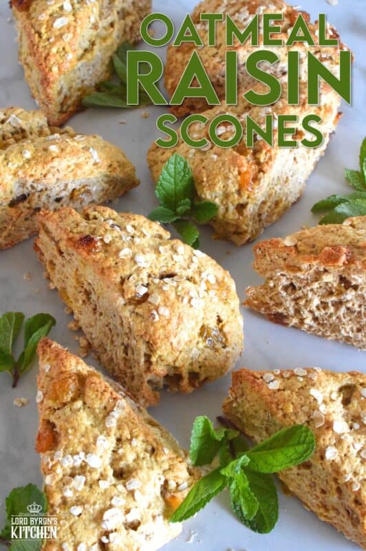 Once you master the art of a good basic scone recipe, you have a world of flavour and texture possibilities at your fingertips. Using my basic recipe, I'm able to create flavoured scones to match whatever mood I'm at that time. Today, I was craving the heartiness of oatmeal with the sweetness and chewiness of raisins. This scone is best smeared with butter and served with a hot tea! #scones #oatmealraisin #oats #raisins #brunch