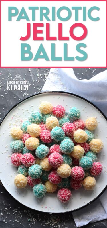 Everyone loves no bake recipes, but what about no baking, no melting, and just one mixing bowl? Patriotic Jello Balls are one of the easiest 4th of July treats you'll make this summer! And, not only that, they taste great too! Can you believe these are made with only three ingredients!? #patriotic #4thofjuly #redwhiteblue #nobake #american #independenceday