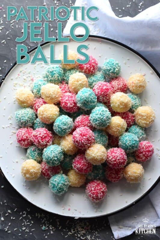 Everyone loves no bake recipes, but what about no baking, no melting, and just one mixing bowl? Patriotic Jello Balls are one of the easiest 4th of July treats you'll make this summer! And, not only that, they taste great too! Can you believe these are made with only three ingredients!? #patriotic #4thofjuly #redwhiteblue #nobake #american #independenceday