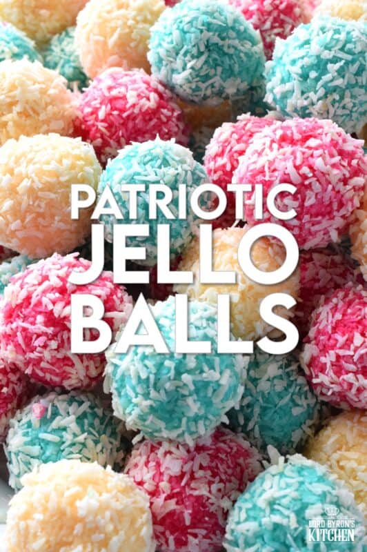 Everyone loves no bake recipes, but what about no baking, no melting, and just one mixing bowl? Patriotic Jello Balls are one of the easiest 4th of July treats you'll make this summer! And, not only that, they taste great too! Can you believe these are made with only three ingredients!? #patriotic #4thofjuly #redwhiteblue #nobake #american #independenceday