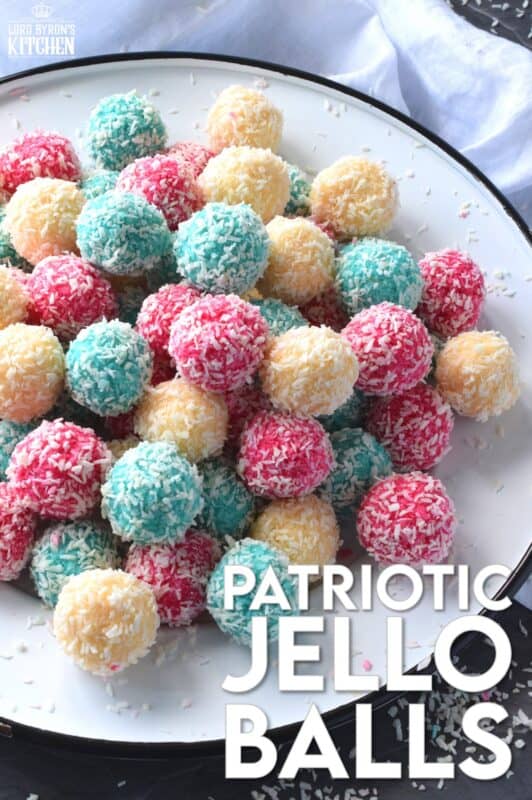 Everyone loves no bake recipes, but what about no baking, no melting, and just one mixing bowl? Patriotic Jello Balls are one of the easiest 4th of July treats you'll make this summer! And, not only that, they taste great too! Can you believe these are made with only three ingredients!? #patriotic #4thofjuly #redwhiteblue #nobake #american #independenceday