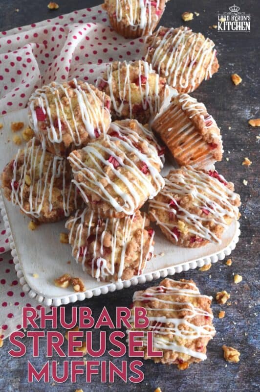 A blissfully tart muffin with just the right amount of sweet; Rhubarb Streusel Muffins consists of fresh rhubarb and crunchy walnuts. And, if that wasn’t enough, the streusel crumb topping is super easy to make and adds a nice flaky crunch to the top of the deliciously soft and moist muffin! Delicious! #rhubarb #streusel #muffins #brunch #summer #rhubarbrecipes