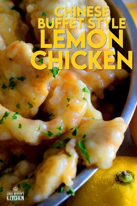 A make-at-home version of the classic buffet-style fried chicken in a thick, gooey lemon sauce! Chinese Buffet Style Lemon Chicken is everything you need to make dinner extra special. And, it's tastier, fresher, and cheaper than ordering take out too. #lemon #chicken #lemonchicken #buffetstyle #chinesefood #copycatrecipe