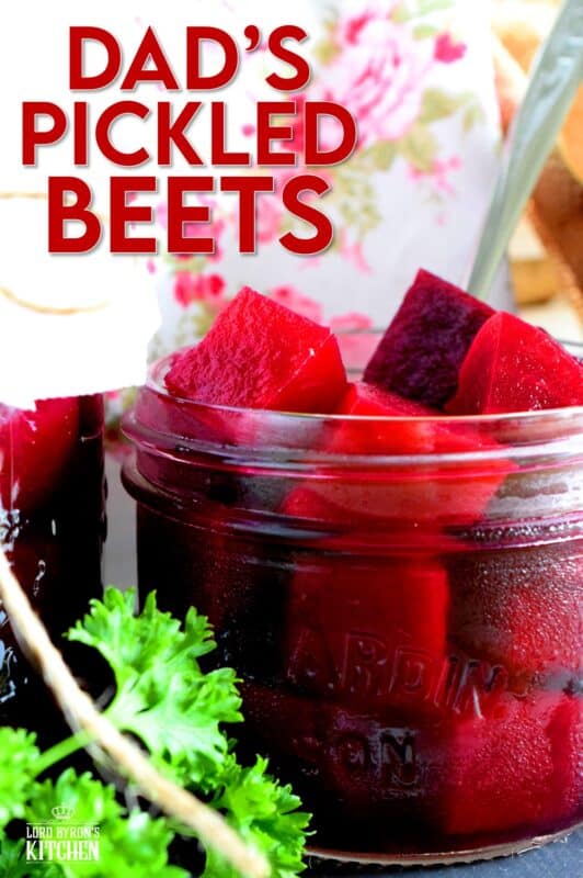 Preserving a fall harvest is an experience like no other, and every home chef should try canning at least once. Dad's Canned Pickled Beets is the perfect place to start, because their very easy to can. No fancy equipment needed for this one! They're sweet, vinegary, and fork-tender; these beets will keep you smiling all winter long! #canning #pickled #pickling #beets #pickledbeets