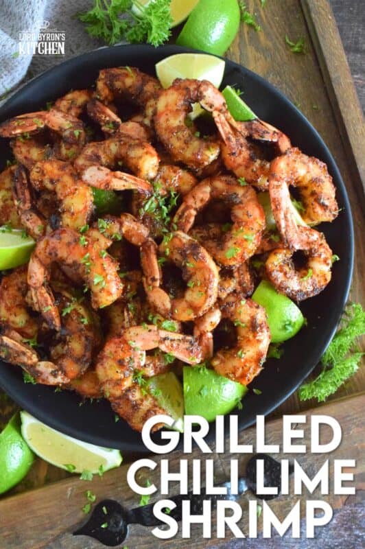Marinated in a mixture of warming dried herbs and spices with a splash of olive oil and a spritz of fresh lime juice, these Grilled Chili Lime Shrimp are bursting with flavour! Quickly grilled over high heat to get a good sear and colour without the risk of overcooking makes it hard to stop from eating them all! #grilled #shrimp #chililime #lime #jumboshrimp