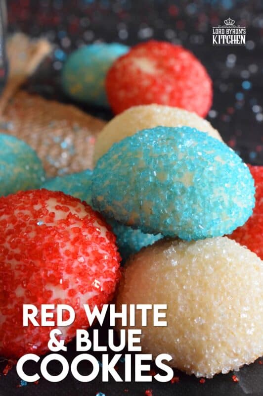 Just in time for your 4th of July celebration, these melt-in-your-mouth Red White and Blue Cookies are about to steal the spotlight with their sparkling beauty and their delicious taste! With just 5 ingredients, these cookies are not only easy to make, they're pretty to look at too! #redwhiteandblue #4thofjuly #independenceday #cookies #treats #sprinkles