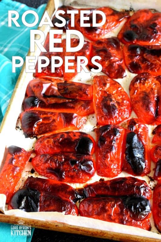Roasted Red Peppers are a versatile condiment, ingredient, and topping. The ways to use Roasted Red Peppers and endless, and making your own is both easy and fun! If you don't grow your own, buy a bunch when there on sale and make your own roasted peppers at home! #redpeppers #roastedredpeppers #antipasto #canning #bellpeppers #preserving