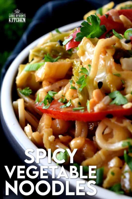 Spicy Vegetable Noodles are one of our favourite make-it-at-home take out dishes. The recipe is easy to follow, the ingredients are inexpensive, and the flavours are adaptable to your personal tastes. These are the types of noodles that you just cannot stop eating! #noodles #asiancooking #chowmein #stirfry #vegetarian