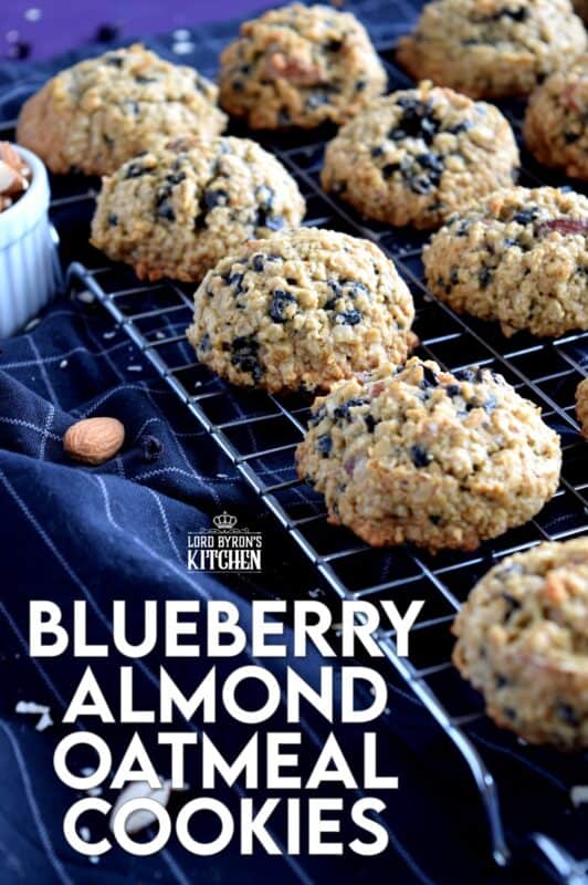 Blueberry Almond Oatmeal Cookies are my newest obsession! Super tasty, super healthy, and super delicious, these chewy cookies make a perfectly guilt-free snack or treat. Filled with dried blueberries, chopped almonds, and quick oats, this cookie is both satisfying and filling! #blueberry #oatmealcookies #healthy #lowfat #driedberries