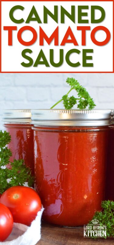 The number of recipes that have tomato sauce as an ingredient are far too plentiful to count! Store bought canned tomato sauce fails in comparison to a homemade version. Working with summer fresh, locally grown tomatoes, this recipe will help to contain all of that freshness and flavour which will elevate your favourite recipes all winter long! #tomatoes #tomatosauce #preserving #canning #foodstorage