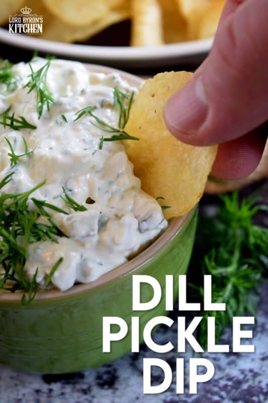 Dill Pickle Dip should only be called Dill Pickle Dip if it's made with both dill pickles and fresh dill, and has a base of cream cheese - any other way is not worthy of the name. This dip is prepared with all of those things and is for the serious dill lover; it's absolutely delicious! #dillpickle #dip #pickles #dill #freshdill #creamcheesedip