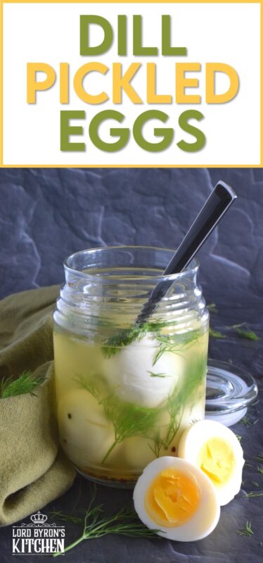 Dill Pickled Eggs can be found in the snack section of many on-the-go style stores, especially those found on the highway. They're fast and easy and delicious, but quite costly! Use my recipe to make a whole batch at home for a fraction of the cost! #pickledeggs #dillpickle #picklejuice #pickled #hardboiled #eggs