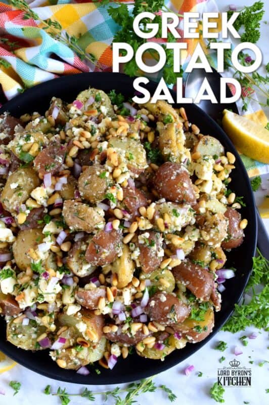 Inspired by classic Greek ingredients, with bright and fresh flavours, Greek Potato Salad is a great alternative to regular home style potato salad. Complete with feta, lemon, dill and pine nuts - who could resist!? #potato #salad #summer #picnic #potluck