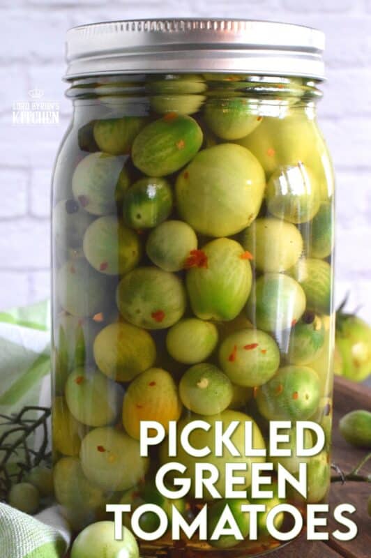 At the end of growing season, just before the first frost, harvest the last of those unripened cherry tomatoes and make a batch of Pickled Green Tomatoes! It's a shame to let them go to waste when you can make something so delicious in just a few minutes! #pickled #tomatoes #quickpickle #greentomatoes