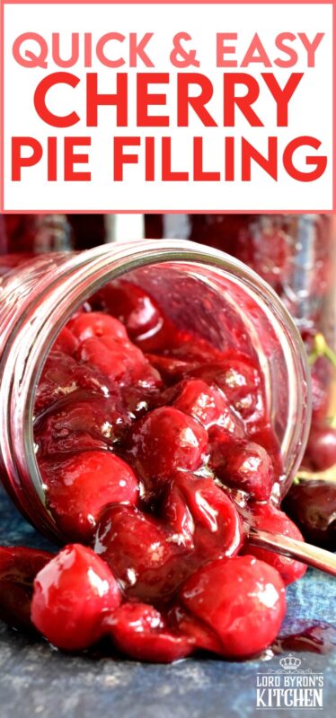 Quick and Easy Cherry Pie Filling is the best way to fill up a pie crust. Whole, pitted cherries, in a thick, not-too-sweet homemade sauce, is just the thing to make your summer cherry pie a little more special. #cherries #piefilling #cherrypie #cherry #pie #smallbatch