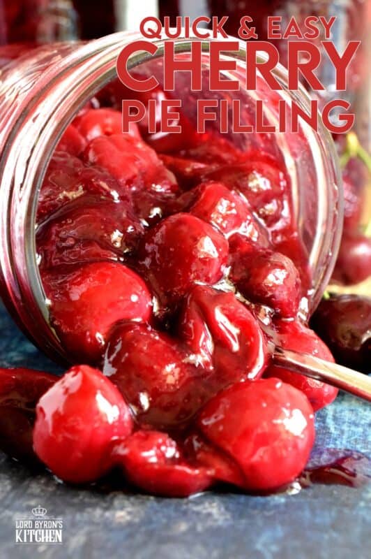 Quick and Easy Cherry Pie Filling is the best way to fill up a pie crust. Whole, pitted cherries, in a thick, not-too-sweet homemade sauce, is just the thing to make your summer cherry pie a little more special. #cherries #piefilling #cherrypie #cherry #pie #smallbatch