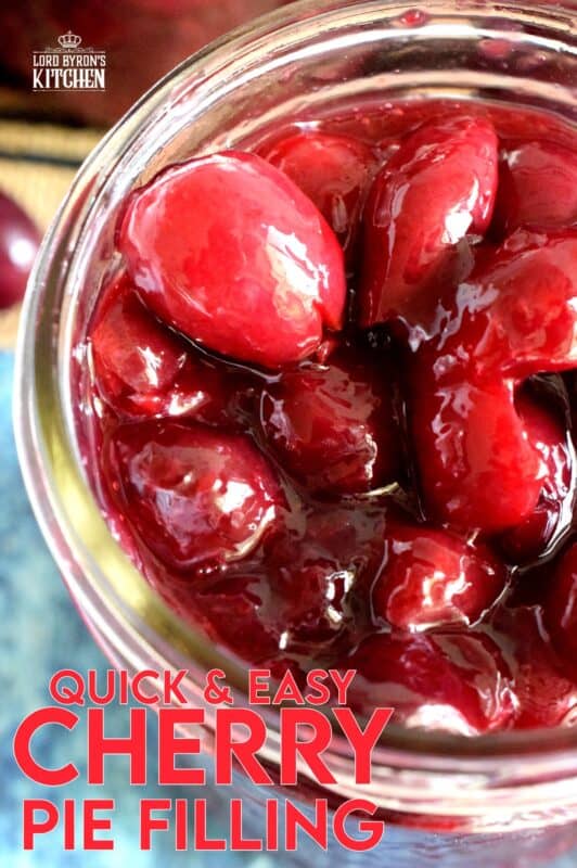 Quick and Easy Cherry Pie Filling is the best way to fill up a pie crust. Whole, pitted cherries, in a thick, not-too-sweet homemade sauce, is just the thing to make your summer cherry pie a little more special. #cherries #piefilling #cherrypie #cherry #pie #smallbatch