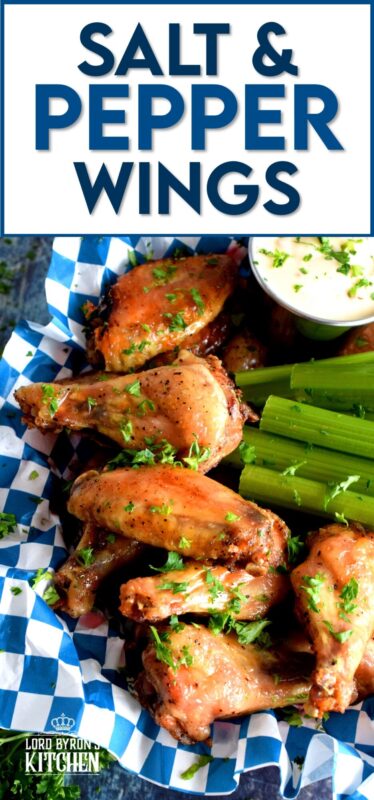 Salt and Pepper Wings might sound rather plain and boring, but how can you go wrong with the two most common seasonings in any cook's pantry? These wings can be served just like they are or with a side dipping sauce. Furthermore, they can be tossed in a sauce too! #saltandpepper #simpleisbest #wings #bakednotfried #chickenwings