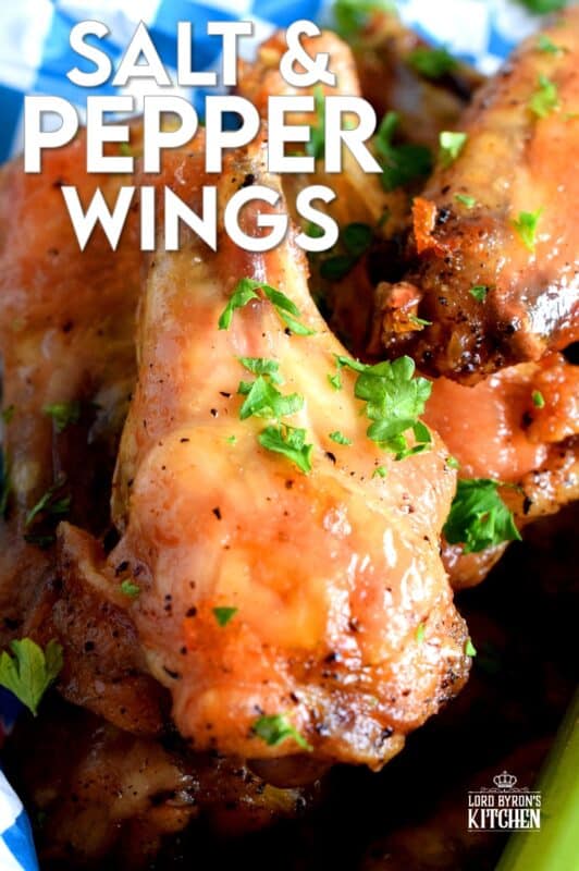 Salt and Pepper Wings might sound rather plain and boring, but how can you go wrong with the two most common seasonings in any cook's pantry? These wings can be served just like they are or with a side dipping sauce. Furthermore, they can be tossed in a sauce too! #saltandpepper #simpleisbest #wings #bakednotfried #chickenwings