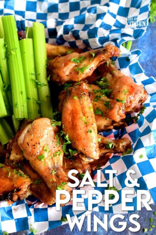 Salt and Pepper Wings might sound rather plain and boring, but how can you go wrong with the two most common seasonings in any cook's pantry? These wings can be served just like they are or with a side dipping sauce. Furthermore, they can be tossed in a sauce too! #saltandpepper #simpleisbest #wings #bakednotfried #chickenwings
