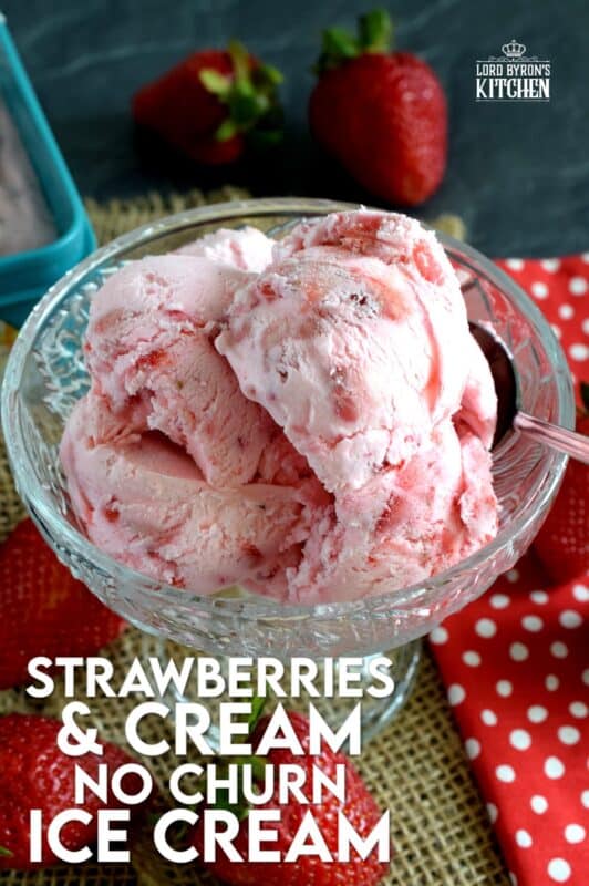 For the intense and dedicated strawberry enthusiast - Strawberries and Cream No Churn Ice Cream is about to become your newest obsession! It's strawberry season, so make this ice cream now with fresh, locally grown strawberries! #nochurn #icecream #strawberriesandcream #homemadeicecream