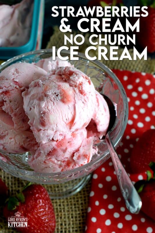 For the intense and dedicated strawberry enthusiast - Strawberries and Cream No Churn Ice Cream is about to become your newest obsession! It's strawberry season, so make this ice cream now with fresh, locally grown strawberries! #nochurn #icecream #strawberriesandcream #homemadeicecream