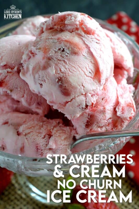 For the intense and dedicated strawberry enthusiast - Strawberries and Cream No Churn Ice Cream is about to become your newest obsession! It's strawberry season, so make this ice cream now with fresh, locally grown strawberries! #nochurn #icecream #strawberriesandcream #homemadeicecream