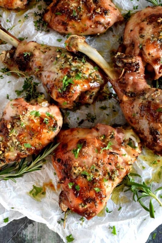 Butter Basted Turkey Legs and Thighs with Fresh Herbs guarantee flavour and moistness! These are an excellent option for those with no large family; there's no need to buy a whole turkey! #turkey #butter #herbs #legs #thighs #thanksgiving