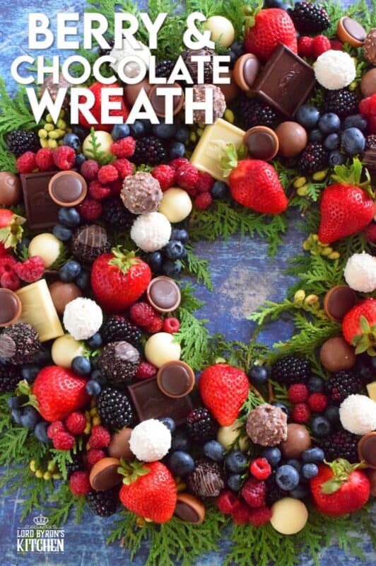 One absolute failproof food pairing is that of really good chocolate and fresh berries. Add this Berry and Chocolate Wreath to your holiday no-bake confections list this Christmas! Buy your favourite chocolates and your family's favourite berries. Assemble this wreath and dig in! #wreath #christmas #holiday #berries #chocolate #truffles #party