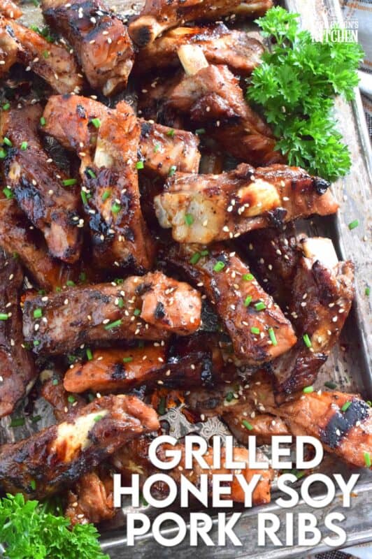 If you have never tried ribs in an instant pot, what are you waiting for!? Grilled Honey Soy Pork Ribs are pressure cooked and then grilled to perfection in a sweet sauce consisting of honey, dark soy sauce, rice vinegar, mirin, and sesame oil. They are super tender and fall-off-the-bone perfect! #ribs #grilled #instantpot #asian #pork #porkribs