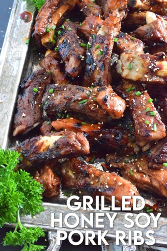 If you have never tried ribs in an instant pot, what are you waiting for!? Grilled Honey Soy Pork Ribs are pressure cooked and then grilled to perfection in a sweet sauce consisting of honey, dark soy sauce, rice vinegar, mirin, and sesame oil. They are super tender and fall-off-the-bone perfect! #ribs #grilled #instantpot #asian #pork #porkribs