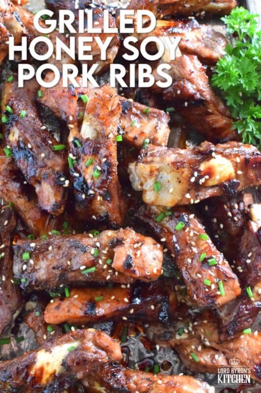 If you have never tried ribs in an instant pot, what are you waiting for!? Grilled Honey Soy Pork Ribs are pressure cooked and then grilled to perfection in a sweet sauce consisting of honey, dark soy sauce, rice vinegar, mirin, and sesame oil. They are super tender and fall-off-the-bone perfect! #ribs #grilled #instantpot #asian #pork #porkribs